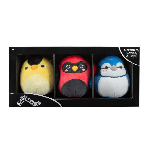 SQCR03044-LittlePlush_5inSquishmallows_3PKBirds-Cardinal_Bluejay_YellowFinch-Box_DTC_-IP-FRONT-lpr